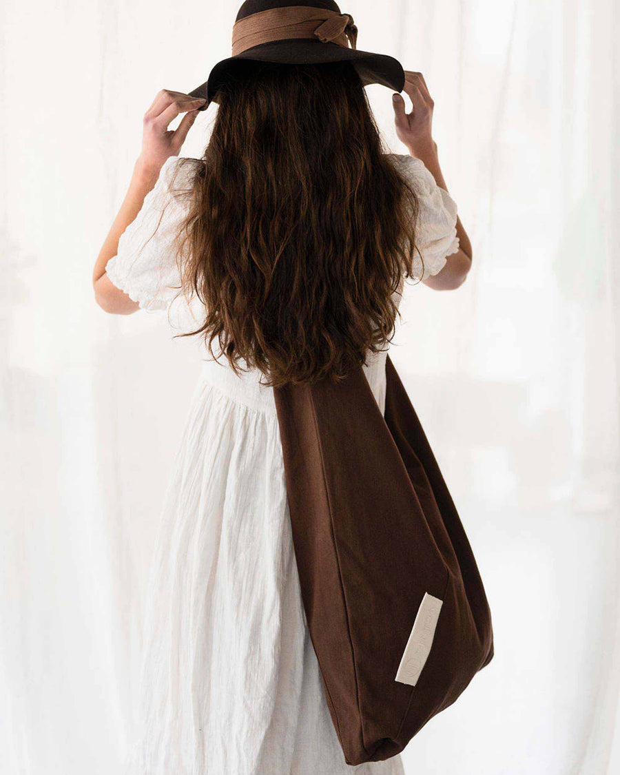 Tira Oversized Triangle Canvas Bag - Brown