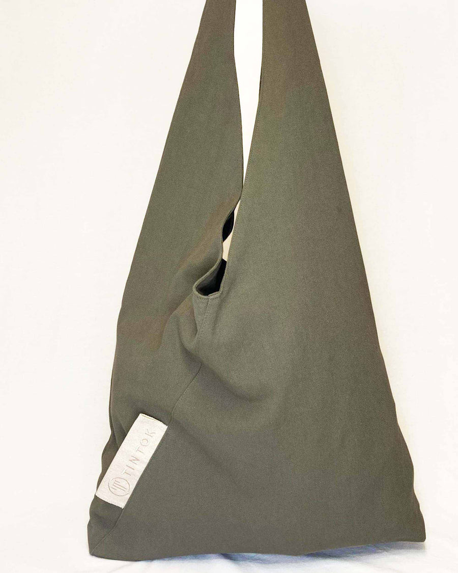 Tira Oversized Triangle Canvas Bag - Khaki